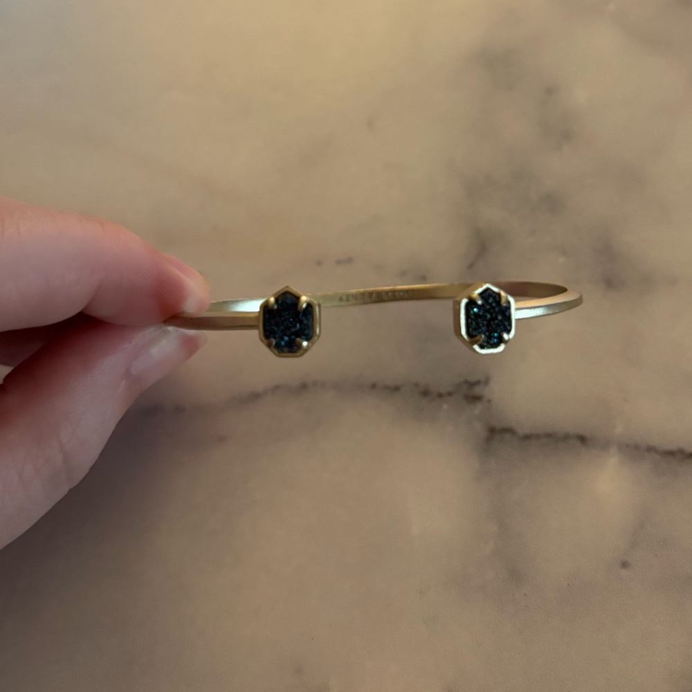 Kendra Scott Gold Bracelet with Blue Drusy Stones